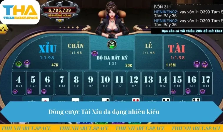 Dòng cược Tài Xỉu đa dạng nhiều kiểu