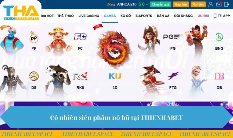 Có nhiều siêu phẩm nổ hũ tại THIENHABET