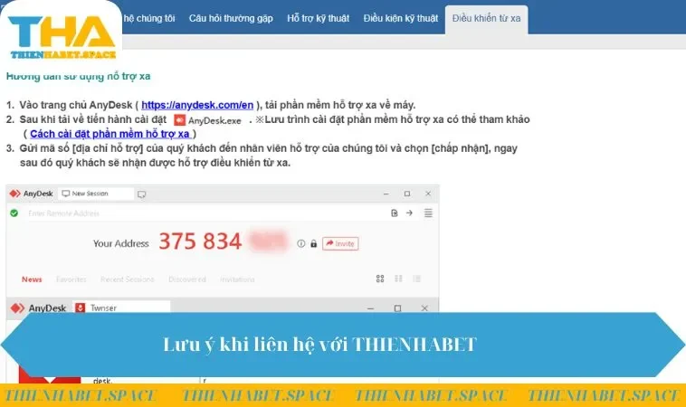 Lưu ý khi liên hệ với THIENHABET