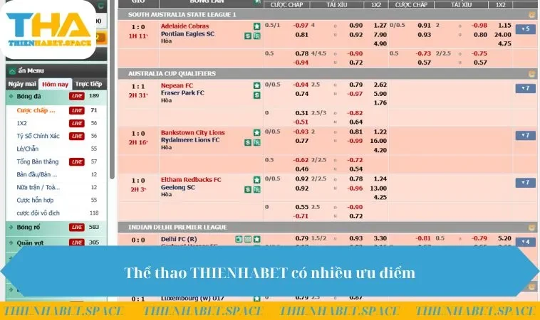 Thể thao THIENHABET có nhiều ưu điểm