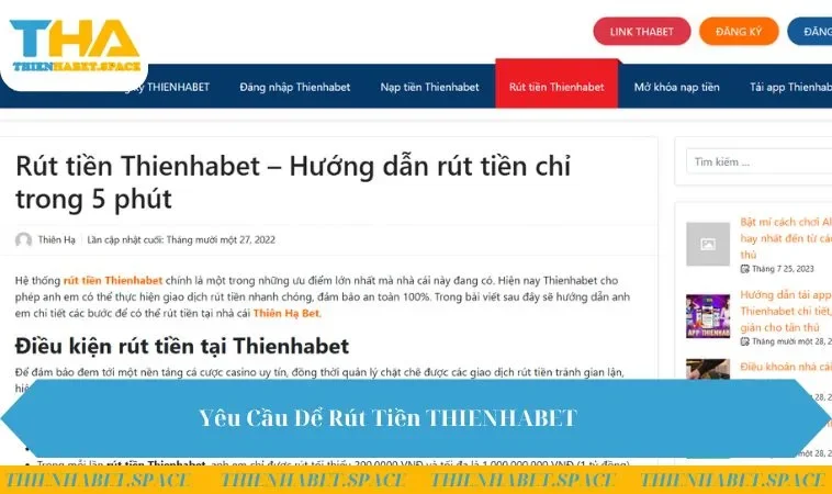 Yêu Cầu Để Rút Tiền THIENHABET